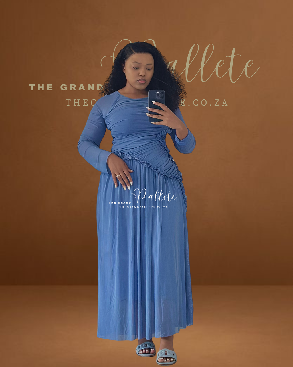 AZURE DRAPE DRESS