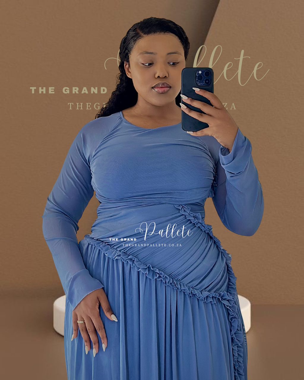 AZURE DRAPE DRESS