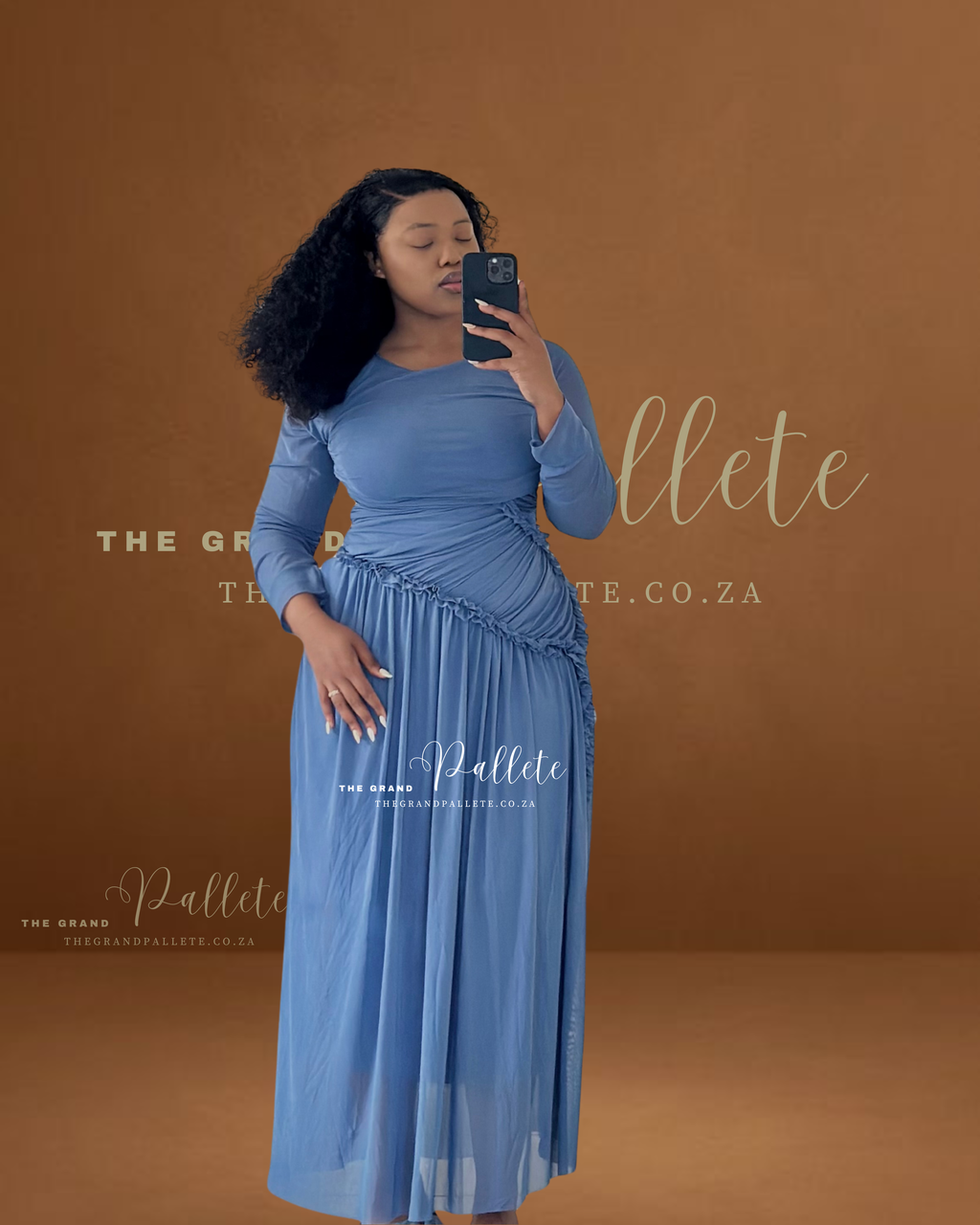 AZURE DRAPE DRESS