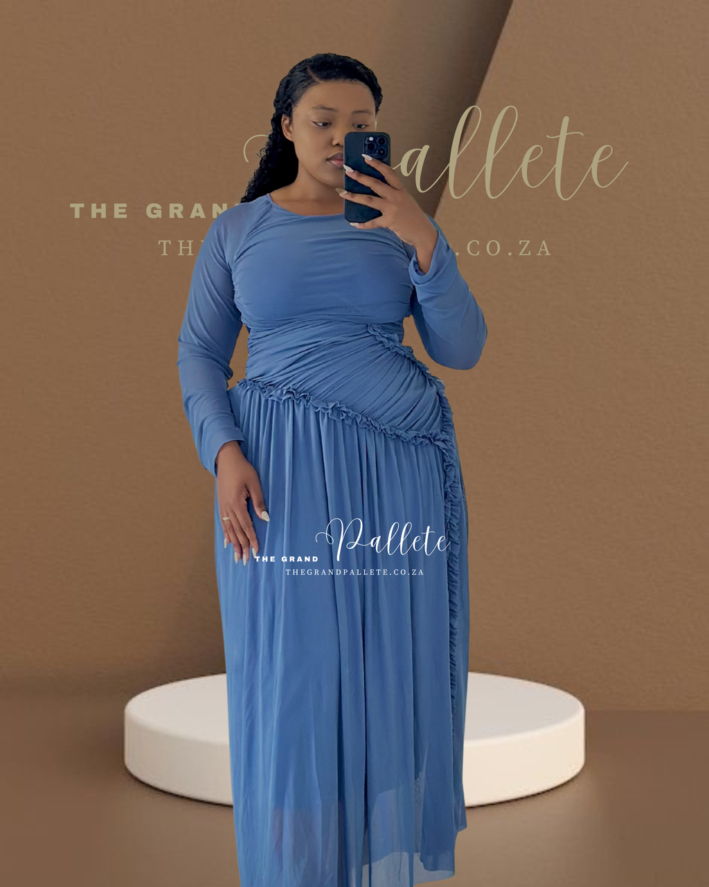AZURE DRAPE DRESS
